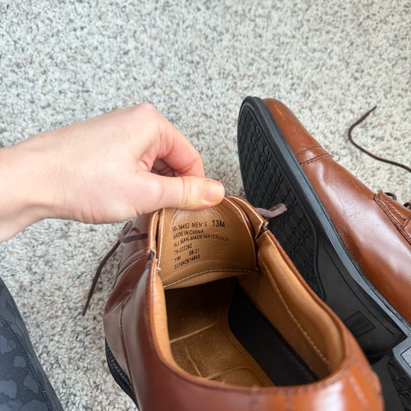 Dockers Tan Brown Leather Men's Oxfords Shoes Tie Stitching - Picture 6 of 7